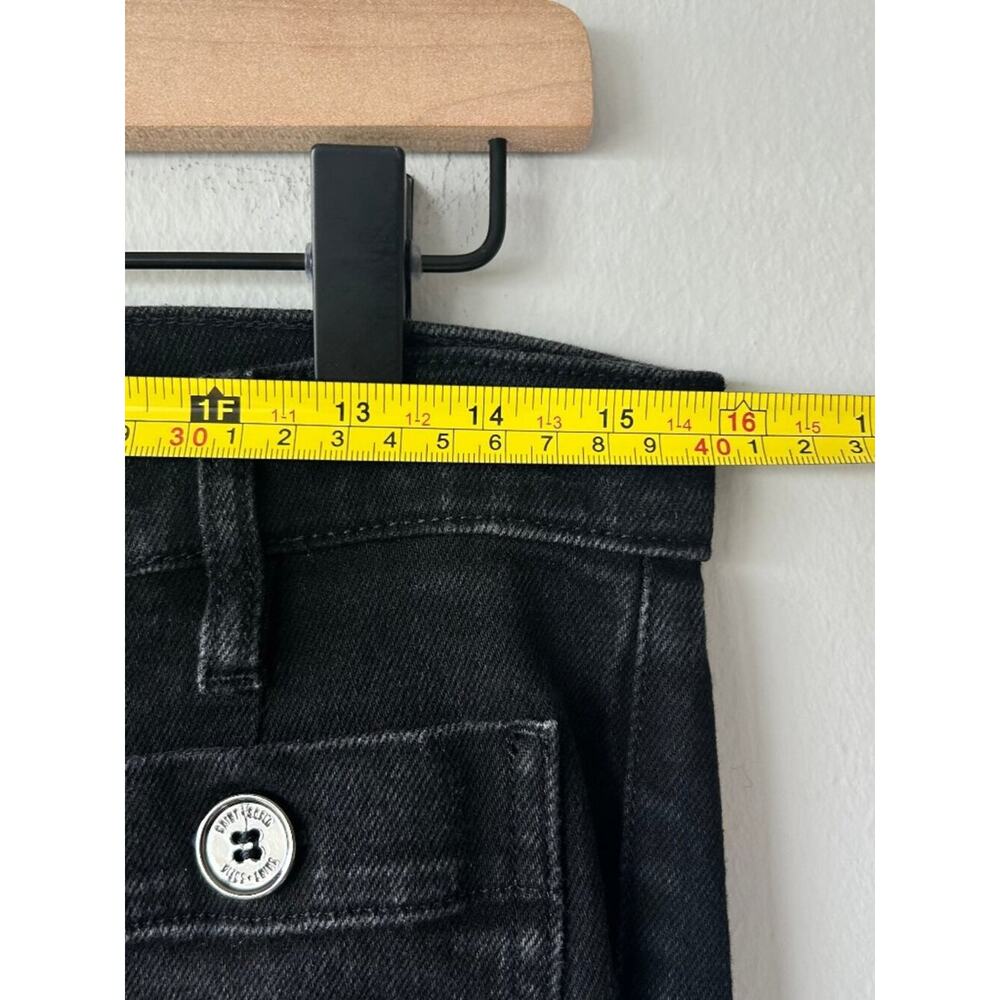 Saint + Sofia Bowie Stretch Flare Jeans Black Wash Patch Pocket Size 8 - Picture 8 of 10
